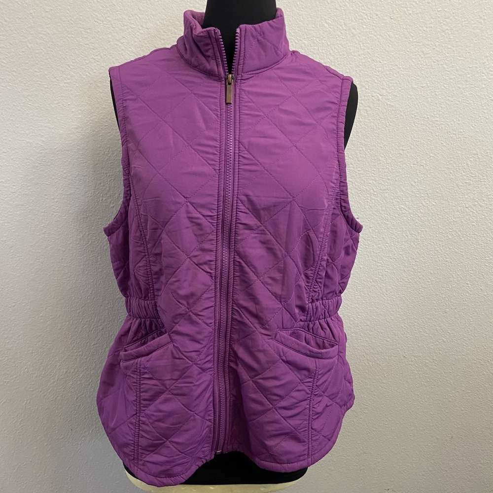 Bit and‎ Bridle Women's M Full Zip Quilted Lightweight Riding Vest Plum Pockets